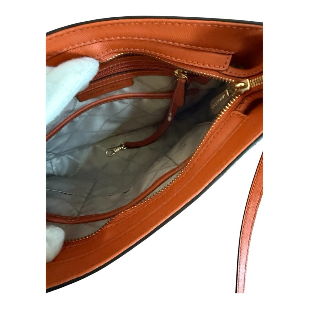 Authentic Michael Kors Saffiano Orange Leather Shoulder Crossbody Bag - Picture 11 of 16